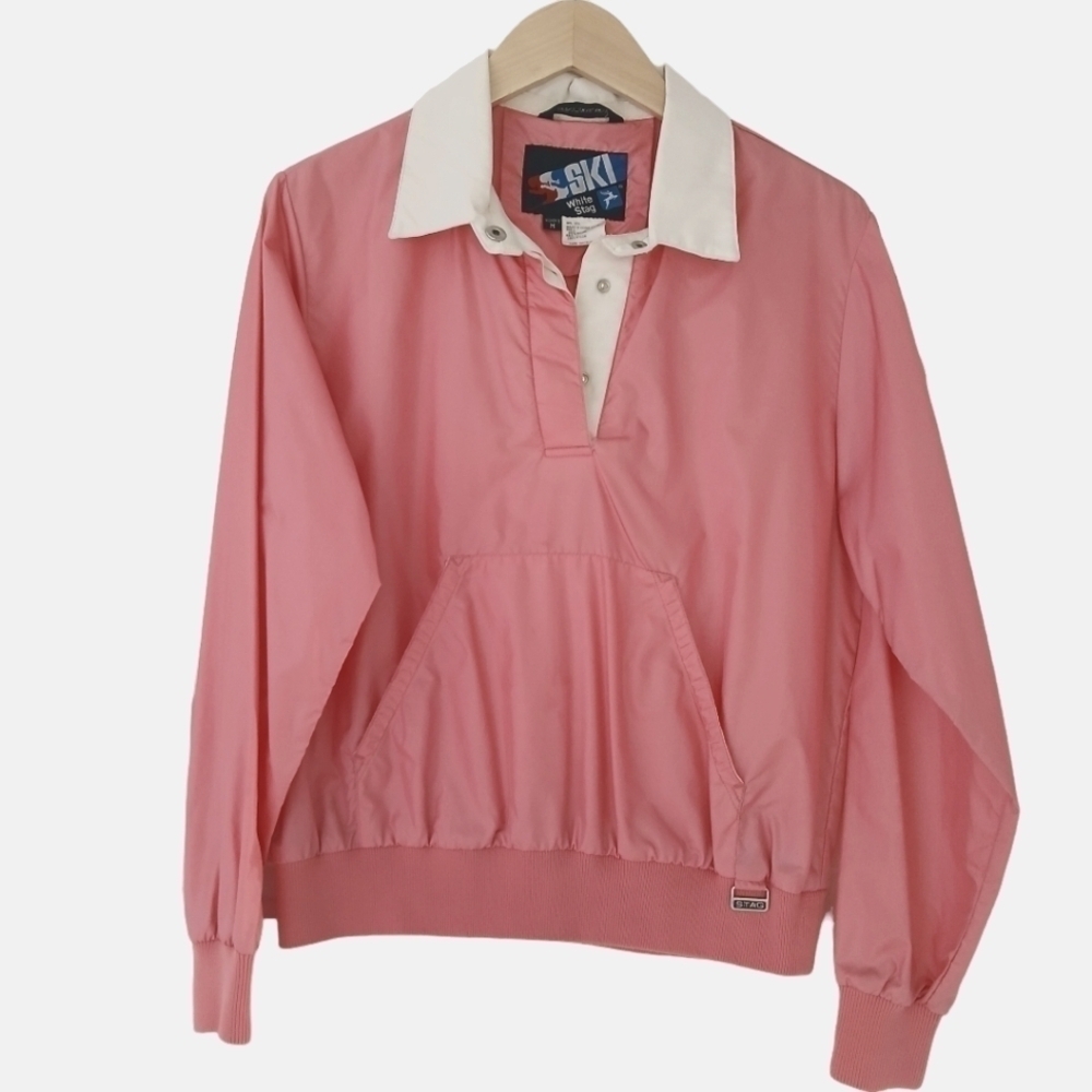 Vintage 80's White Stag Ski Top Windbreaker Jacket Nylon Bubble Gum Pink 🩷